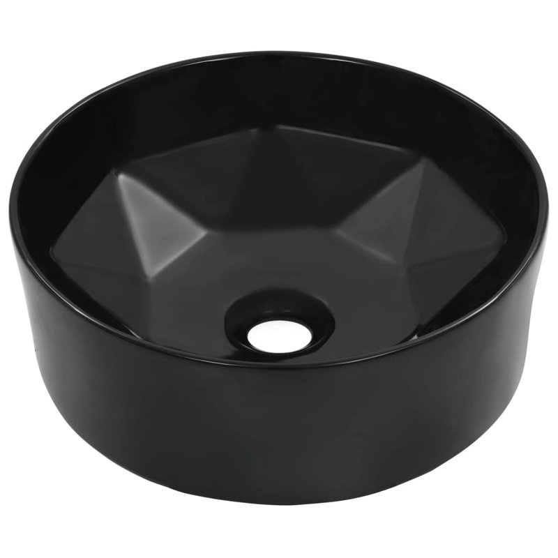 Belfry Bathroom Casperson 360mm L x 360mm W Ceramic Circular Sink, Black
