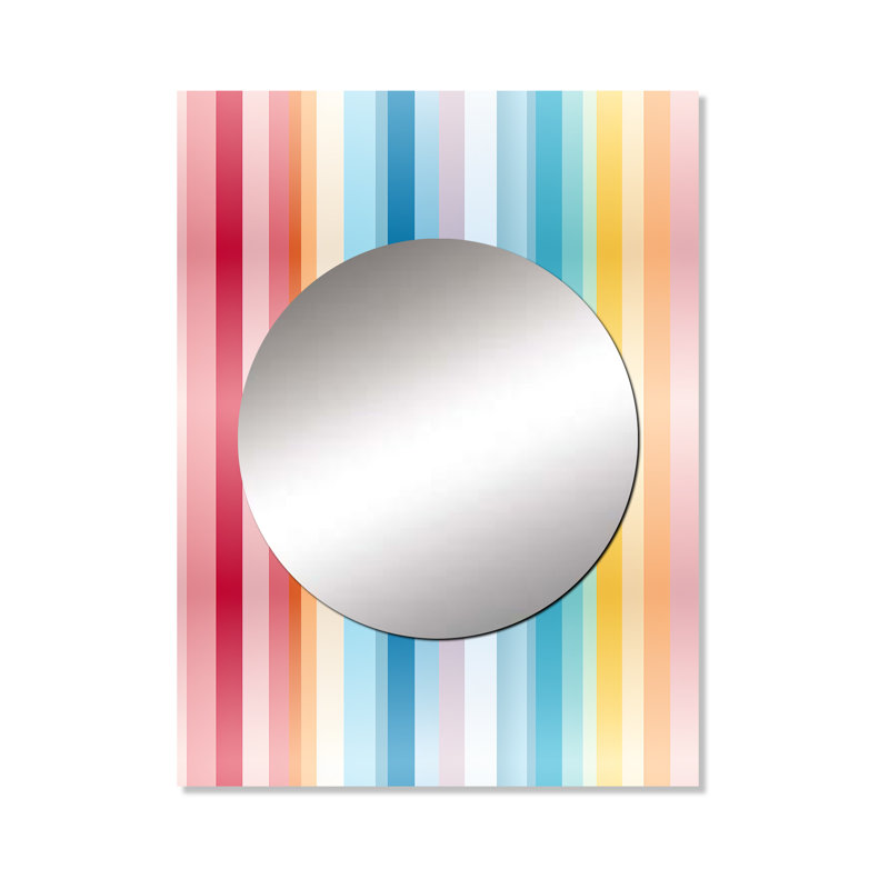 «Tesora Rainbow Colors Candyland Stripes» à rayures - miroir mural unique à rayures, miroir moderne, impression d'art en métal