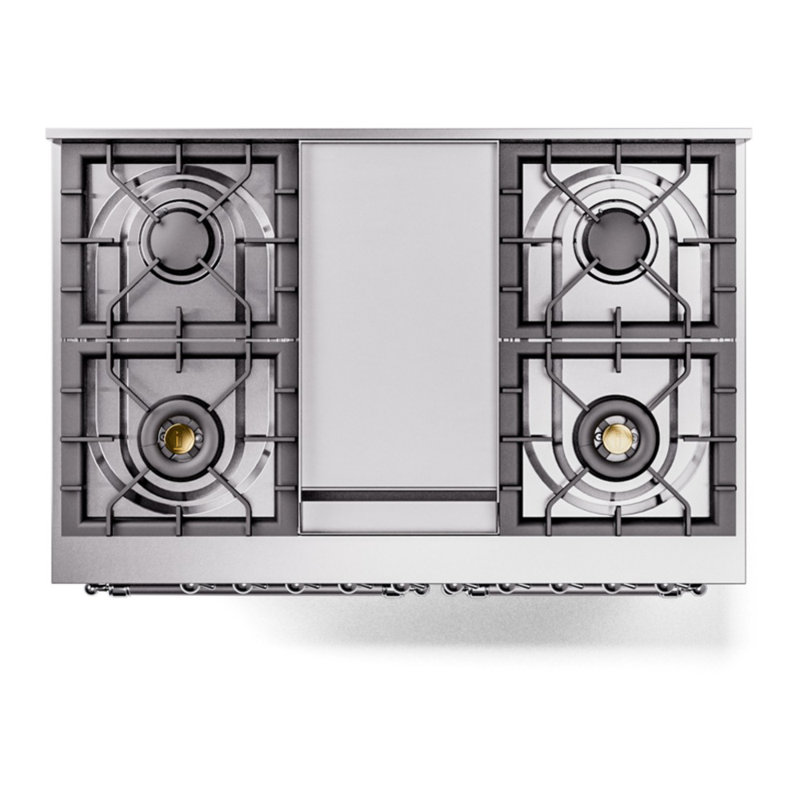 ILVE Nostalgie II 40 in Dual Fuel Range, Midnight Blue/Chrome, Liquid Propane