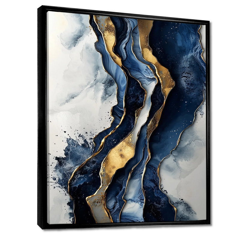 Art mural Spradlin Coastal Waterfall Of Marble II - Shapes, Noir, Reproduction avec cadre flottant, H 20 po x l 12 po