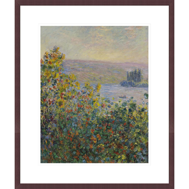 Parterres de fleurs à Vétheuil par Claude Monet, impression giclée encadrée, H 20,99 po x l 17,75 po