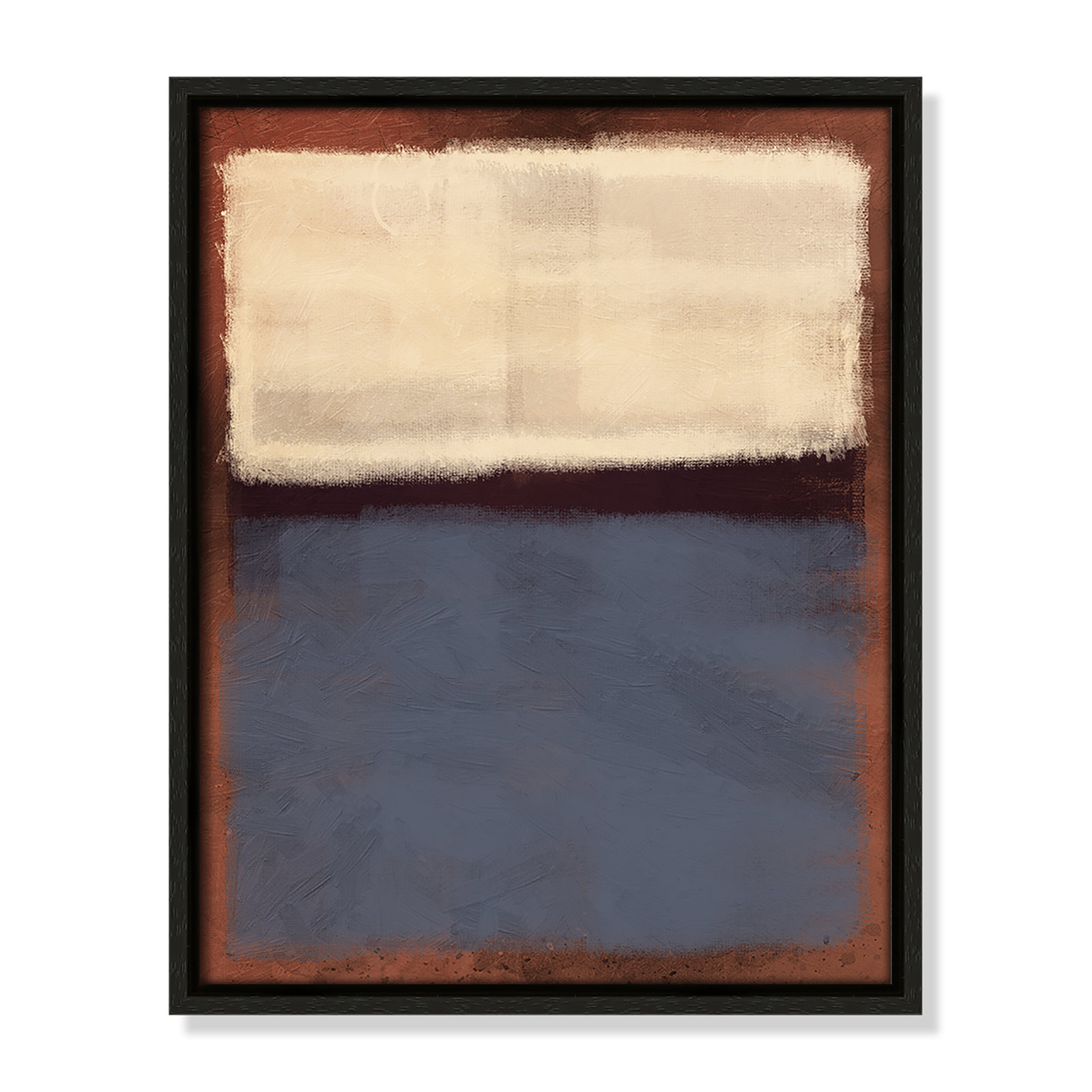 Alabaster Burst - Floater Frame Painting on Canvas, Espresso Framed, 15.5" H x 12.5" W x 2" D