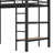 Black Metal Full Size Loft Bed With Pegboard And Shelves-498239057