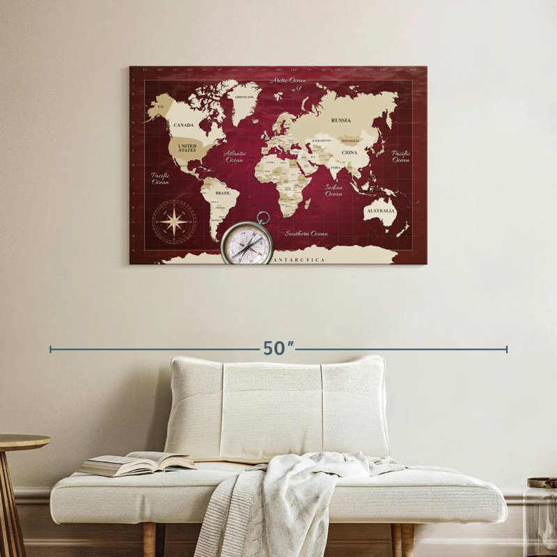 Carte du monde en Alimar, H 26 po x l 39 po