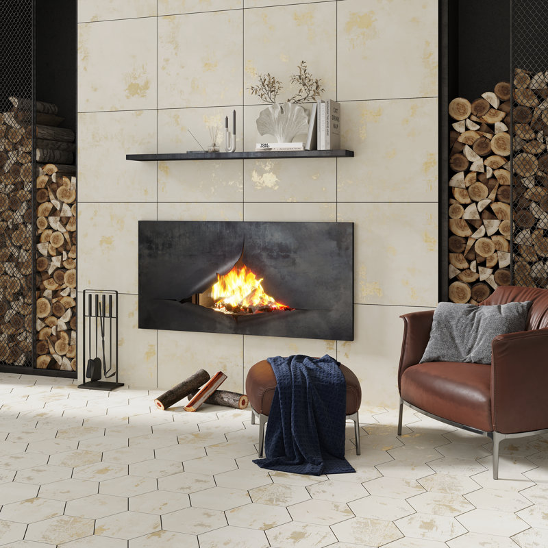 Aureate 10" x 11" Porcelain Marble Look Wall & Floor Tile, Beige