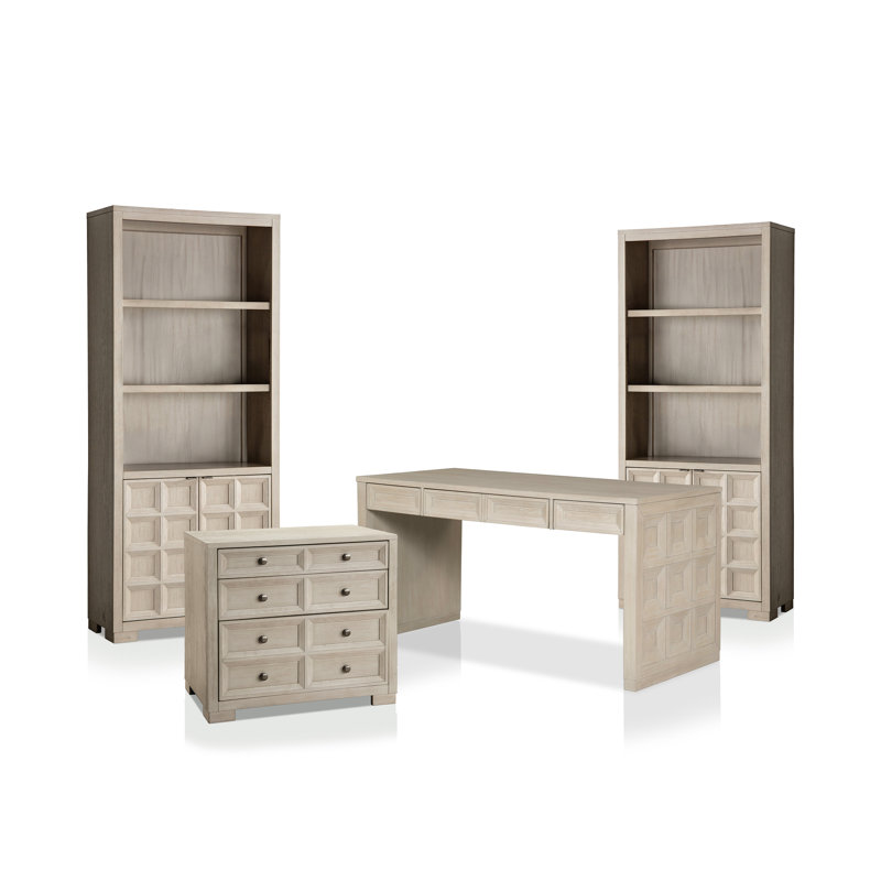 Ensemble de bureau 4 pièces avec bureau, armoire de rangement et bibliothèques Schell