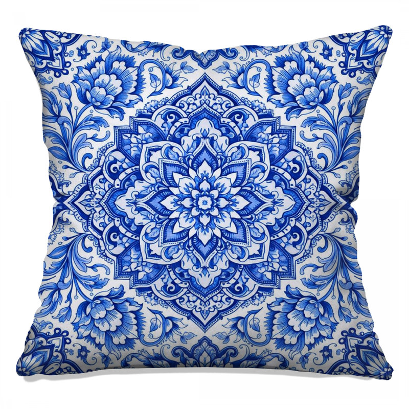 Coussins floraux bleus Mandala, 20 x 20 inches