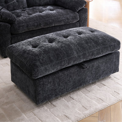 Leisure Sofa chair,Double Sofa recliner,with manually adjustable backrest,soft padded armrests,side USB charging port and phone stand,comes with a matching storage ottoman-Black