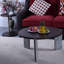 Table basse moderne avec ensemble de tables de bout, panneau central en panneau de fibres à densité moyenne plaqué noyer de 83 cm de diamètre avec une table d'appoint de 43 cm de diamètre pour le salon, la salle d'étude, des pieds / base en pierre frittée solides et stables