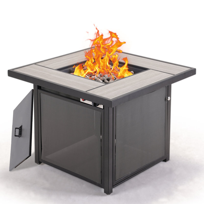 Lindse Square Iron Propane Smokeless Fire Pit Table