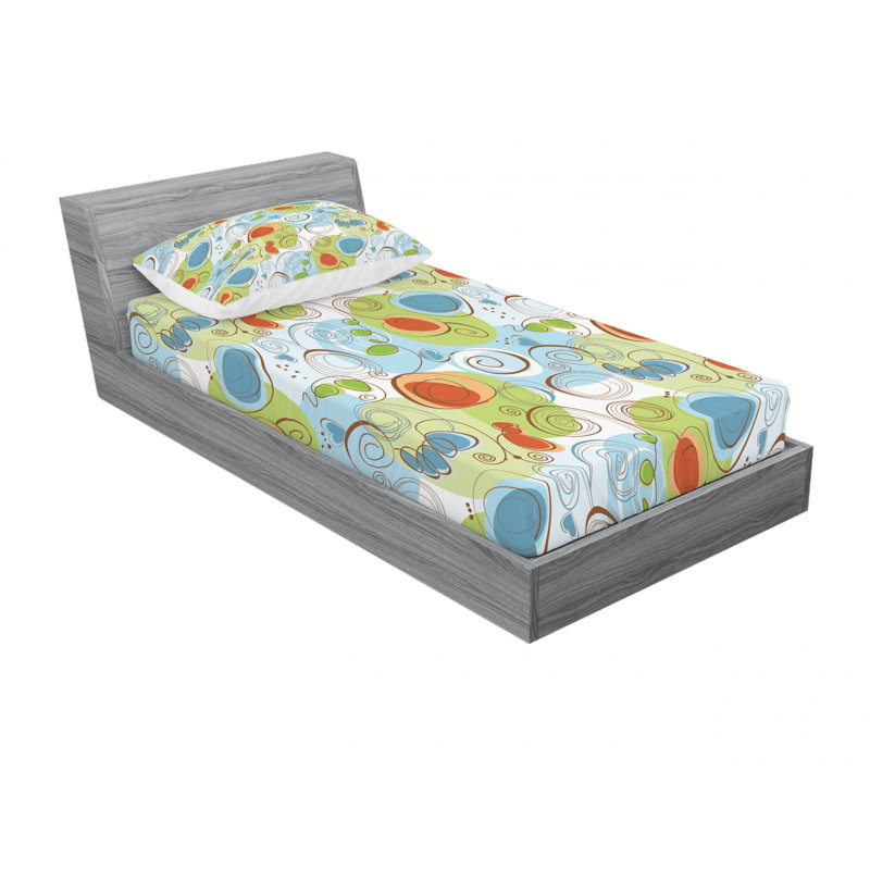 Ensemble de draps fleurs avec tourbillons funky, Simple