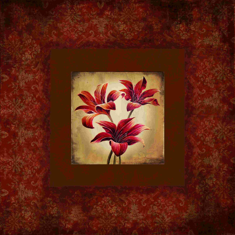 Impression sur toile tendue, "Red Nids Floral 2", L 12 po x H 12 po