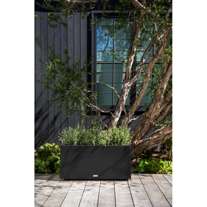 Block Series Long Box Planter, 16” H x 32” W x 10” D, Black