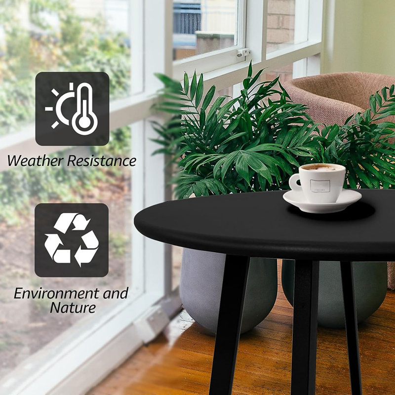 Table d'appoint d'extérieur, petite table d'appoint d'extérieur résistante aux intempéries en acier inoxydable, table de bout imperméable pour jardin, noir