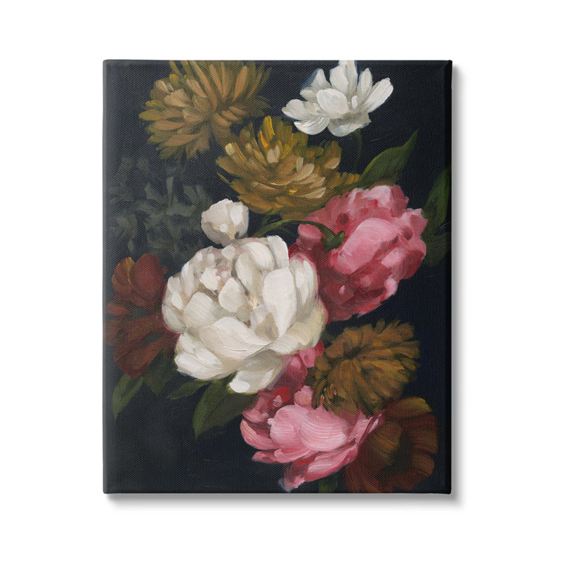 Arrangement de pivoines sur toile, H 40 po x l 30 po x P 1,5 po