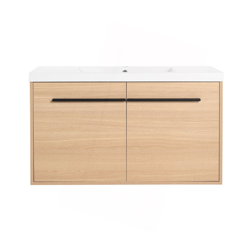 Ensemble de meuble-lavabo en chêne avec comptoir en résine, 2 portes, 35"