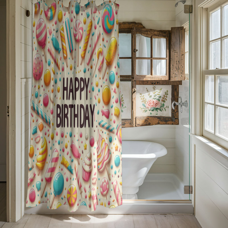Birthday Confetti - Rideau de douche standard 1 pièce, H 74 po x l 71 po