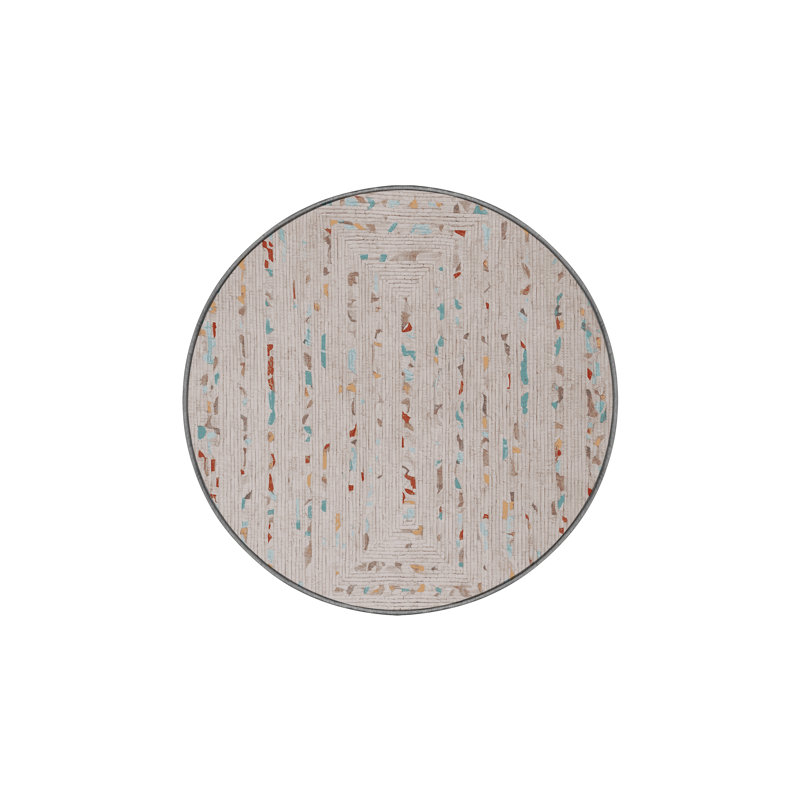 Machine Washable Gray Area Rug, Round 8'