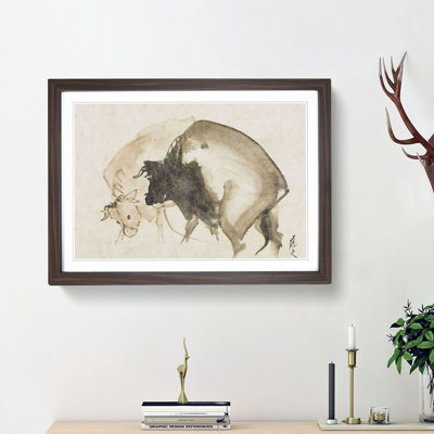 Two Bulls by Maruyama Okyo - Framed Print