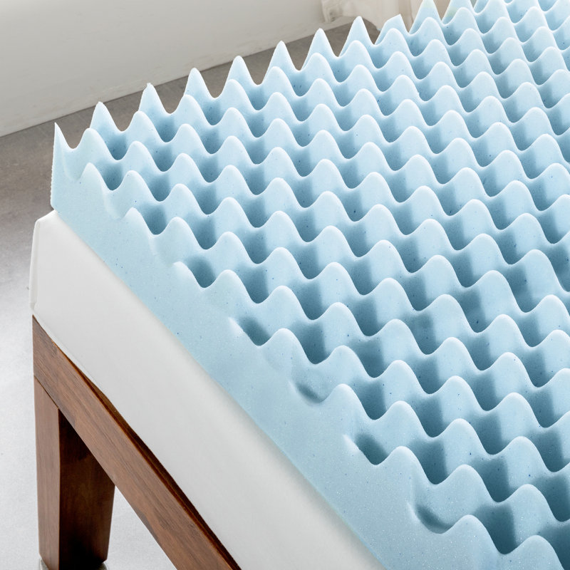 Surmatelas en mousse à mémoire de forme Nieves, Gel bleu, Grand lit court, 4"