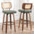 Cane Back Swivel Counter Stools with Faux Leather Seat-113262411-113262409