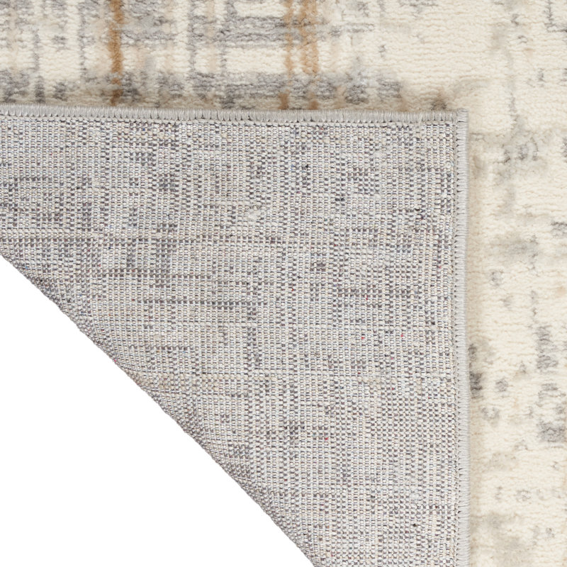 Machine Made Power Loomed Polyester Area Rug in Beige, Rectangle 3'2 x 5'