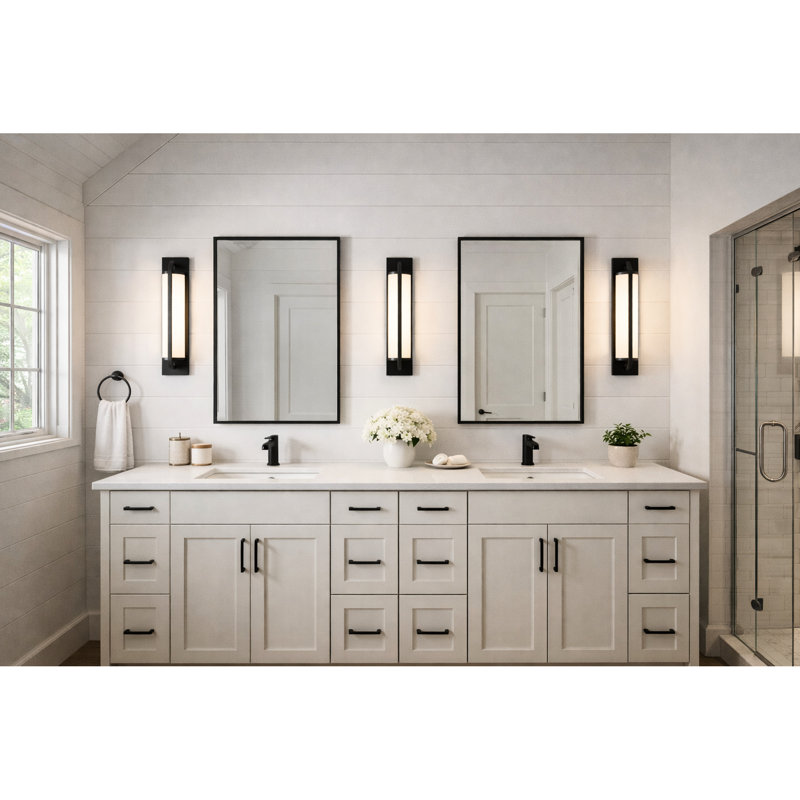 Energy - Smart Bar de meuble-lavabo à DEL intégré de 18 pouces avec 3 options de température de couleur à intensité variable 3000K / 4000K / 5000K à l'aide de diffuseurs en verre blanc