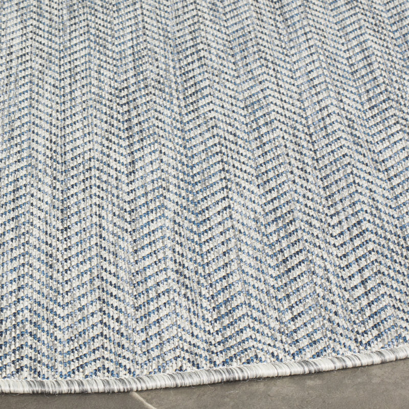 Autianna Grey/Navy Indoor/Outdoor Rug, Round 122 cm