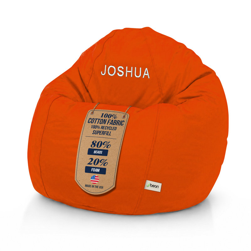 Fauteuil à billes monogramme en coton | Rempli de billes de polystyrène et de mousse CertiPUR | Parfait pour les adolescents et les adultes