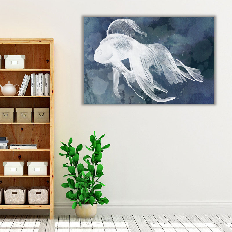 Indigo Fish I - reproduction d'art sur toile, H 12 po x l 18 po