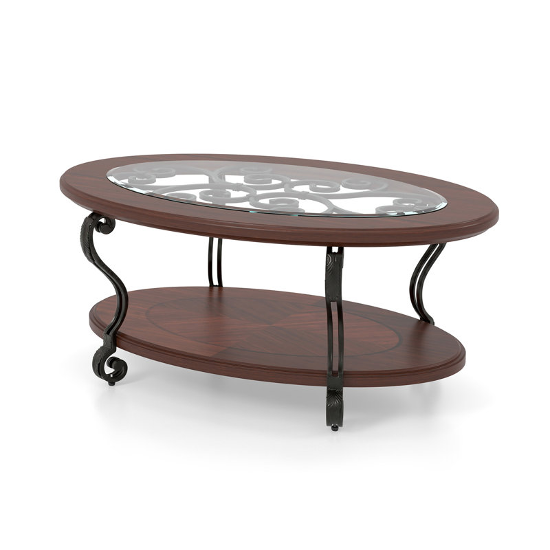 Fedak Traditional Brown Cherry Open Bottom Shelf Coffee Table, 20.25" H x 48" L x 33.75" D