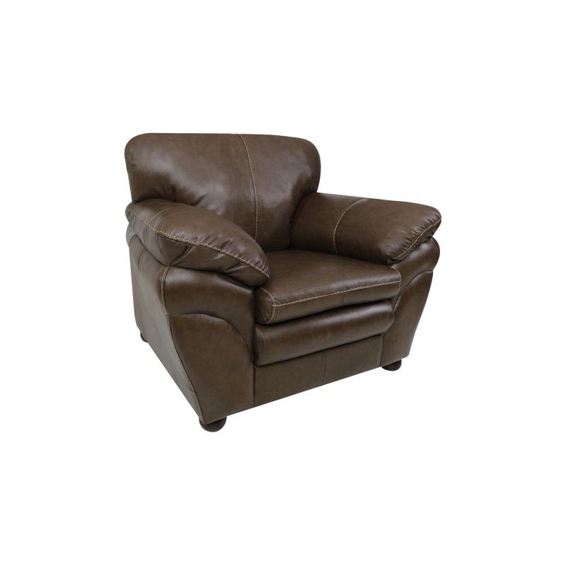 44" Wide Genuine Leather Armchair, Chestnut