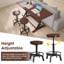 Ensemble de 2 tabourets de bar réglables Vintage en métal avec repose-pieds pour la cuisine et la salle à manger