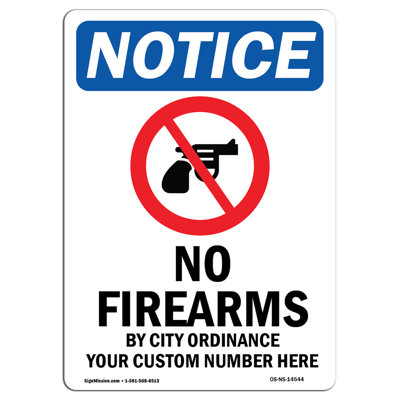 No Firearms by City Sign with Symbol