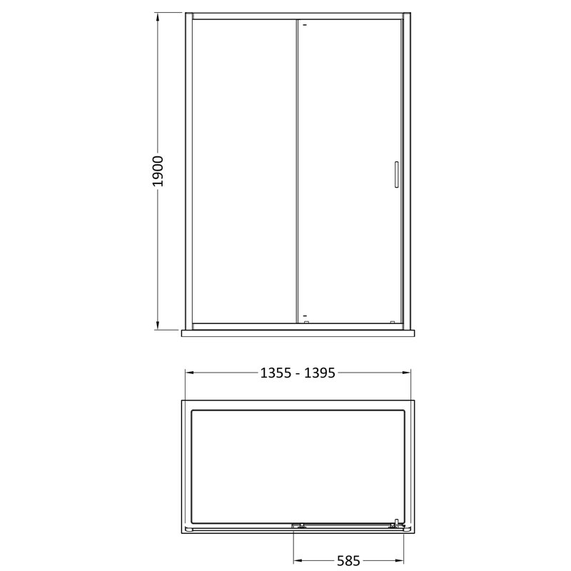 Rene 1900 x 1400mm Sliding Shower Door, Brushed Brass