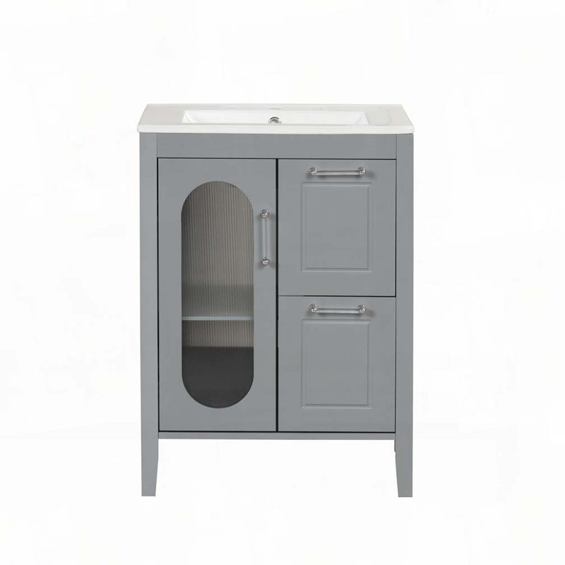 Meuble-lavabo 24 po avec lavabo, Gris