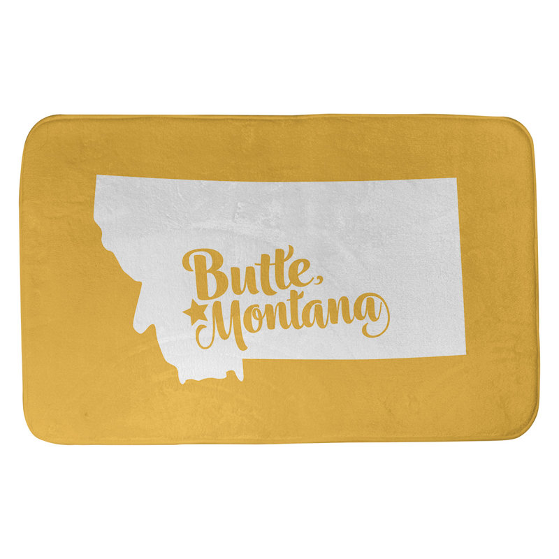 Tapis rectangulaire antidérapant pour salle de bain, L 17 po x L 21 po, Jaune, Bismarck, Dakota du Nord