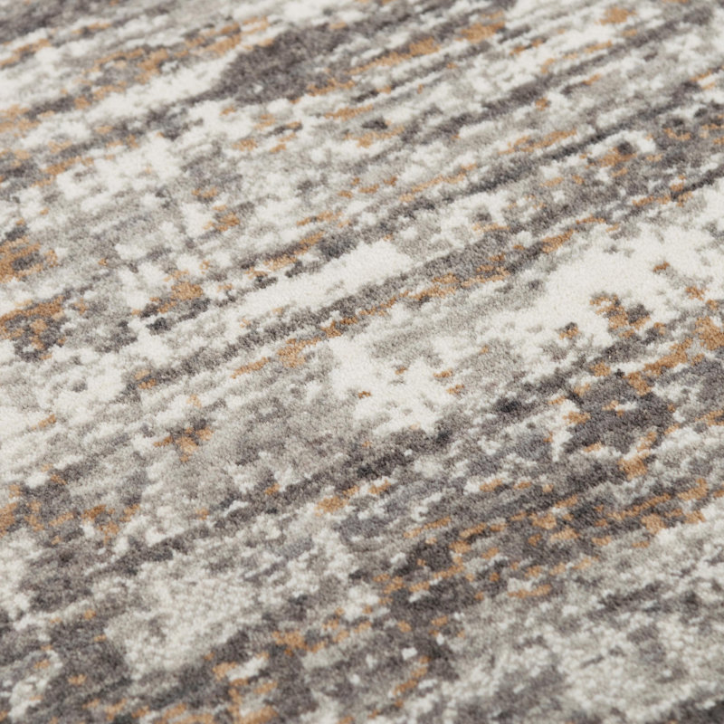 Ogreta abstrait tissé à la machine recyclé P.E.T. Tapis gris, Rectangle 10 pi x 13 pi