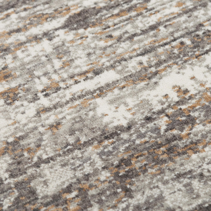 Ogreta abstrait tissé à la machine recyclé P.E.T. Tapis gris, Rectangle 8 pi x 10 pi