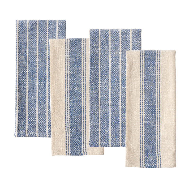 Damali 4 Piece Slubbed Tea Towel Set, Navy