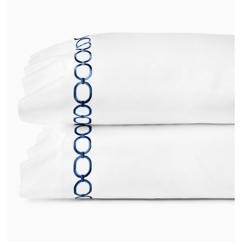 Catena Percale Pillow Case, White/Navy, King