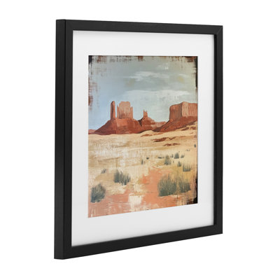 «Desert Post card Mesa», reproduction sous verre encadrée, design par Petal Prints Design