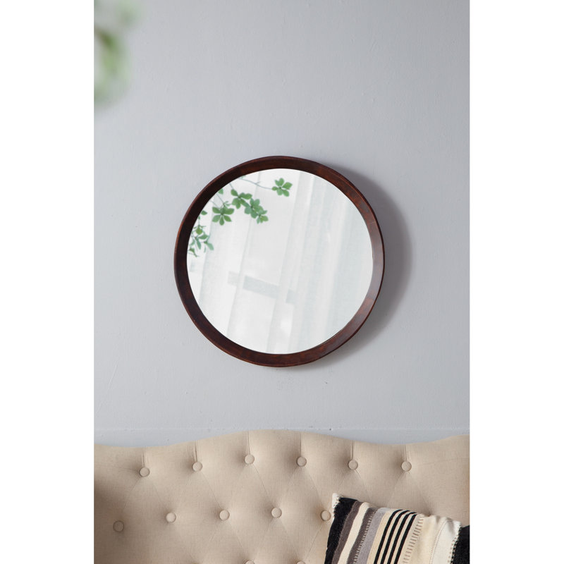 Miroir transitionnel en bois de manguier - Illuminez votre décor de salon, Marron foncé