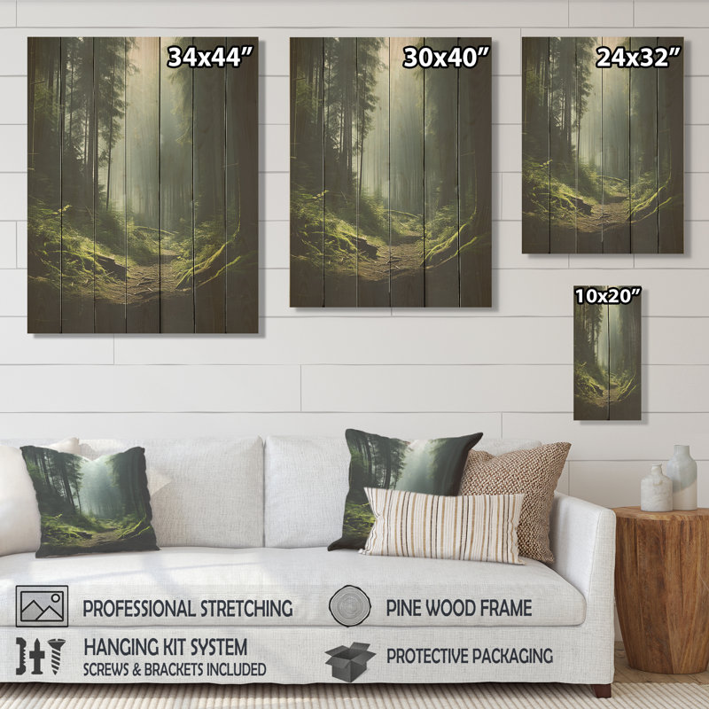 «Deep Into The Forest» - Forêt sur bois, H 40 po x l 30 po