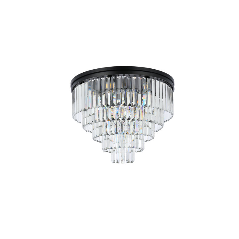 Yazmin Crystal Flush Mount, Clear, Matte Black
