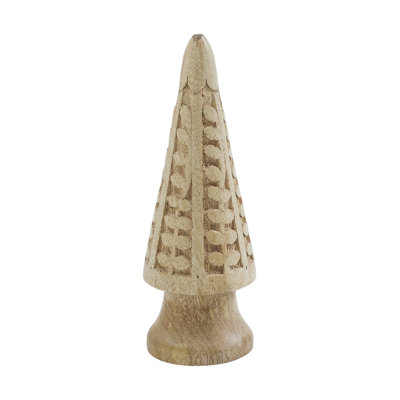Natural Wooden Carved Cone Tree Large
