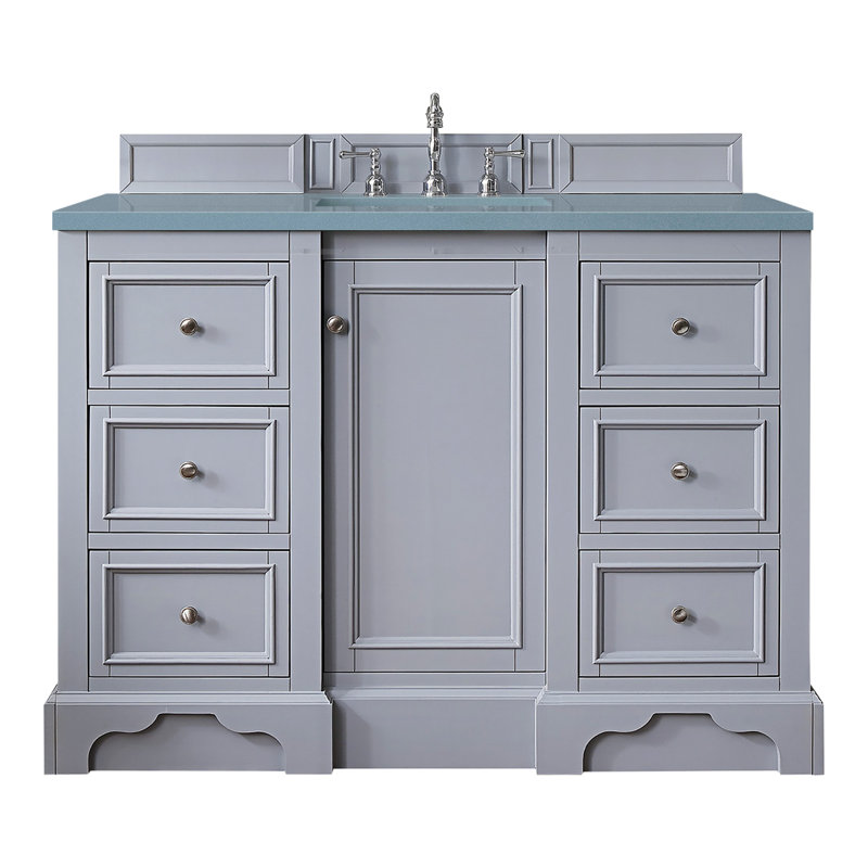 De Soto 48'' W Single Vanity, Bright White, Cala Blue Quartz, 8" Widespread