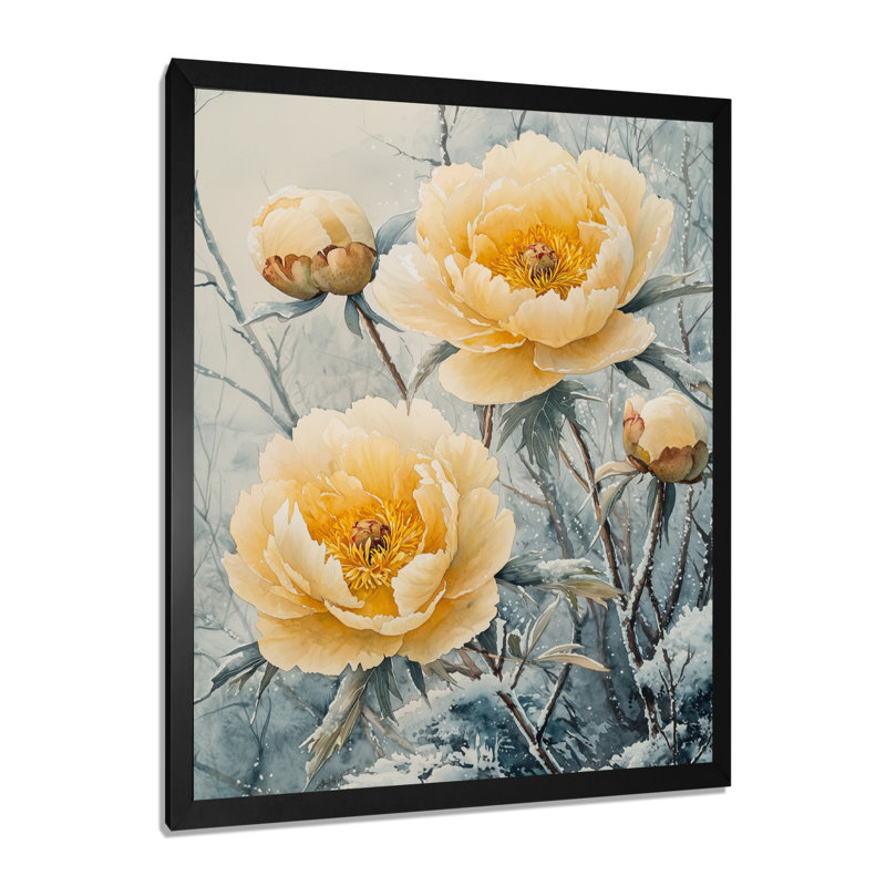 Barnsley - Floral Wall Decor, Noir, noir, noir, noir, H 20 po x l 12 po, Reproduction encadrée sans passe-partout