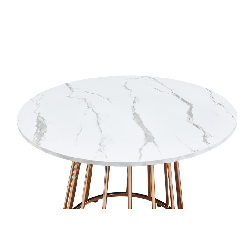 Veniaminof Round Metal Base Dining Table, White