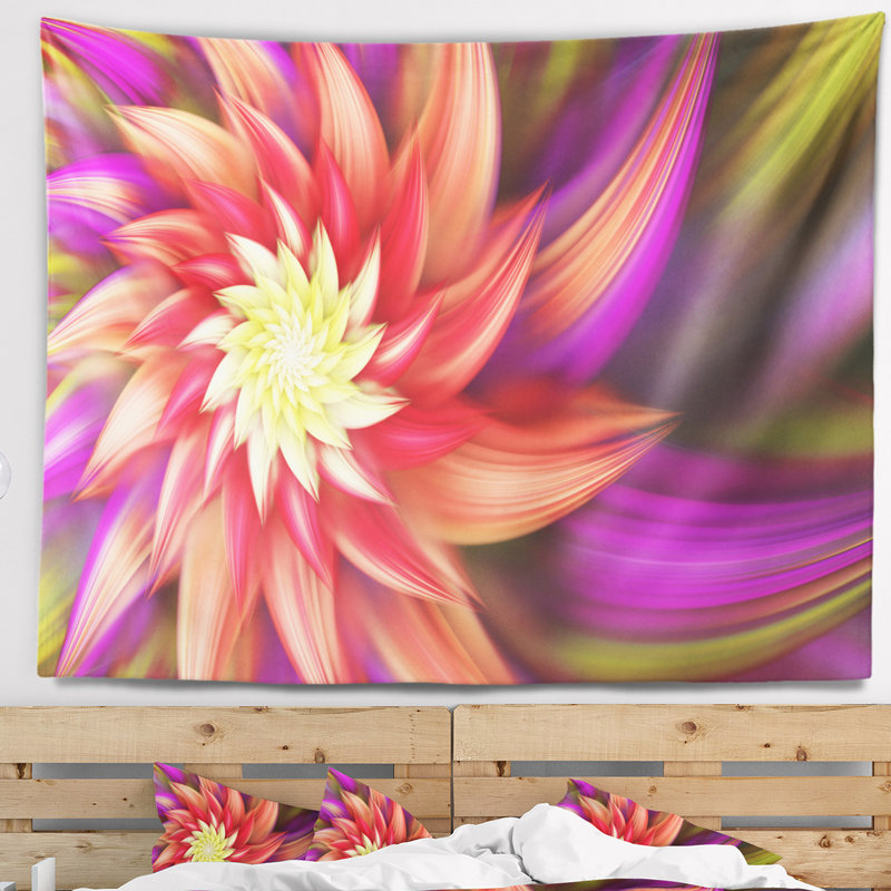 Grand tapisserie floral rouge mauve à fleurs, H 32 po x l 39 po